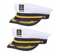XNFUOE Cappello da capitano deluxe da capitano da marinaio e skipper abbinato, cappello bianco da marinaio, accessorio per costume di Halloween