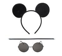XNFUOE Set di 3 cerchietti per topi ciechi, occhiali da sole, bastone cieco, accessori per feste di compleanno per la Giornata mondiale del libro costume animale