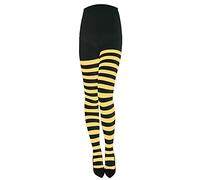 XNHIU Collant a righe da donna per Halloween, Natale, calze a righe con piede intero, a vita alta, collant, Nero e giallo , Taglia unica