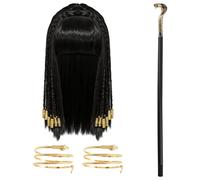 XNHIU Set di 4 braccialetti da Cleopatra, con perline dorate, scettro, scettro, scettro, parrucca con scorpione, per Halloween e cosplay