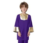 Xnihocha Camicetta da ballo liturgica per bambini ragazzi costume danza preghiera lode coro servizio di culto giacca a maniche lunghe cappotto Top 5-16 anni, Lilla, 11-12 Anni