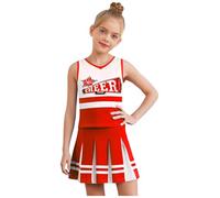 Xnihocha Cheer Leader Costume da cheerleading per bambini, set top e gonna a pieghe, costume da cheerleading, uniforme per Halloween, feste, carnevale, 3-10 anni