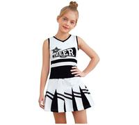 Xnihocha Cheer Leader Costume da cheerleading per bambini, set top e gonna a pieghe, costume da cheerleading, uniforme per Halloween, feste, carnevale, 3-10 anni