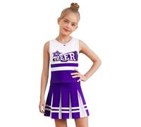 Xnihocha Cheer Leader Costume da cheerleading per bambini, set top e gonna a pieghe, costume da cheerleading, uniforme per Halloween, feste, carnevale, 3-10 anni