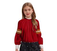 Xnihocha Costume russo per bambini ragazze camicia tradizionale russa camicie da principessa costume carnevale Halloween Masquerade Natale 2-16 anni, bordeaux, 170