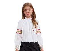 Xnihocha Costume russo per bambini ragazze camicia tradizionale russa camicie da principessa costume carnevale Halloween Masquerade Natale 2-16 anni, bianco, 110 cm-116 cm