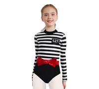 Xnihocha Prigioniero Costume Per Bambini Ragazze Detenuto A Strisce Tuta Manica Lunga Prigioniero Vestito Carnevale Gioco Di Ruolo Vestito Nero 158-164