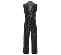 Xnihocha Tuta da discoteca retrò hippie anni '70 anni '80, senza maniche, elasticizzata, per tutto il corpo, GOGO Party Clubwear nero, M
