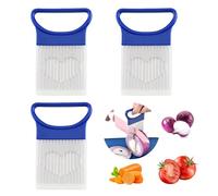 XNIVUIS 3 Pezzi Affettatrice per Cipolle Ago Cipolla Acciaio Affetta Cipolle Verdura Frutta Manzo Cipolla Acciaio Forchetta Cipolla Acciaio Forchetta per Cipolle Coltello per Cipolle da Cucina (Blu)