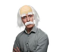 XNIVUIS 3 Pezzi Set Parrucca da Nonno, da Uomo, da Calvo per Halloween, Carnevale, Cosplay, Festa