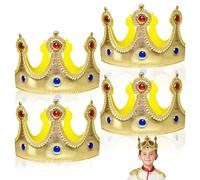 XNIVUIS 4 Pezzi Corone del Re, Cappelli da re Corona,Oro Corona da Re Compleanno Re Corone,per Adulti e Bambini Carnevale Feste di Compleanno Gioco di Ruolo il re e la Regina(Oro)
