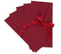XNIVUIS 5 Pezzi Busta Vintage, Buste per Lettere Buste Autosigillante, Buste con Lembo, Buste in Carta Kraft Retrò con Fibbia con Nastro per Matrimoni, Biglietti di Auguri e Inviti (Rosso)