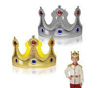 XNIVUIS Corona d'oro d'argento per Bambini Adulti Principe Dress Up Tiara,Corona di Compleanno in Stoffa,Cappello per Festa di Compleanno,per le Bomboniere di Festa del Festival di Vacanza (2 Pezzi)