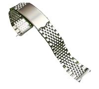 XNJIADVSY Bracciale con cinturino in argento estremità curva in acciaio inossidabile, vintage perline di riso, compatibile cinturini Omega 18mm 19mm 20mm(19mm)