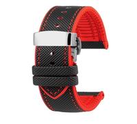 XNJIADVSY Cinturino in caucciù compatibile con IWC Pilot Mark 18 portoghese Tudor Breitling cinturino in nylon inferiore 20mm 21mm 22mm(A-Black Red -Silver,21mm)