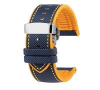 XNJIADVSY Cinturino in caucciù compatibile con IWC Pilot Mark 18 portoghese Tudor Breitling cinturino in nylon inferiore 20mm 21mm 22mm(A-Blue Yellow-Silver,22mm)