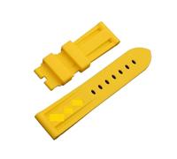 XNJIADVSY Cinturino in gomma morbida impermeabile for immersione da 22 mm 24 Verde Nero Rosso Blu Arancione Giallo Bianco Compatibile con cinturino(Yellow,24-22MM_GOLD BUCKLE)