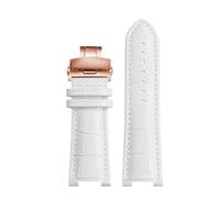 XNJIADVSY Cinturino in pelle con interfaccia di ricambio concava compatibile con il bracciale dell'orologio da donna Folli Follie Rossini Casio King(White RG folding,18.11mm)