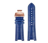 XNJIADVSY Cinturino in pelle con interfaccia di ricambio concava compatibile con il bracciale dell'orologio da donna Folli Follie Rossini Casio King(Blue RG folding,20.11mm)
