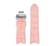 XNJIADVSY Cinturino in pelle con interfaccia di ricambio concava compatibile con il bracciale dell'orologio da donna Folli Follie Rossini Casio King(Pink Silver folding,20.12mm)
