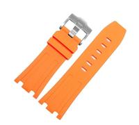 XNJIADVSY Compatibile con AP 15703 cinturino in gomma 28 mm nero impermeabile, resistente al sudore e all'usura braccialetto da uomo(Orange-silver)