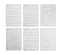 XNJIHWA 6Pcs Stencil per Lettere Riutilizzabili Stencil per Calligrafia Plastica Stencil Lettere Piccole per artigianato,fai da te,spruzzatura,pittura,disegno,diario,scrapbook,26 x 18cm