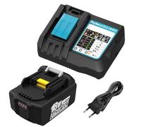 XNJTG Batteria 5,5Ah 18V e Caricabatterie 3A, Kit Batteria Sostitutivo per Makita 18V, Compatibile con BL1850 BL1860 LXT400 DC18RC DC18RA