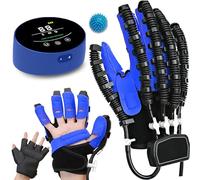 XNKLPY Emiplegia Guanti Robot per Riabilitazione Mano, Trainer per Ditariabilitazione Fisioterapica, Addestramento della Flessibilità della Dita(A:Mano Sinistra B:Mano Destra)(Size:B XXL,Color:Blu)