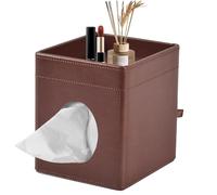 XNONE Copri Scatola Fazzoletti Quadrata Porta Scatola Fazzoletti in Pelle PU Organizer Fazzoletti per il Viso con Vassoio Portaoggetti per Bagno Camera da Letto Ufficio Auto, Elegante Porta Tovaglioli