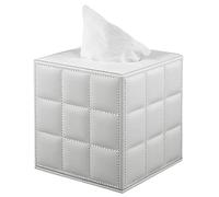 XNONE Porta fazzoletti in Pelle,Quadrata Porta Fazzoletti,Scatola Fazzoletti Moderne,Boden verstärkt mit Magneten,passend für Haus,Hotel, Restaurant,Büro,Auto,Bianca