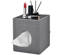 XNONE Porta Fazzoletti Quadrato,PU Pelle Scrivania Organizer per Fazzoletti per il Viso,con Vassoio Portaoggetti per Bagno,Camera da Letto,Ufficio,Auto,Elegante Controsoffitti Organizer,Grigio