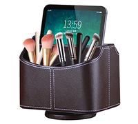XNONE Porta telecomando in pelle PU con 5 scomparti, girevole a 360 gradi, organizer da scrivania per penne, controllo TV, telefono, mini iPad, notebook, occhiali, pennelli da trucco (marrone)