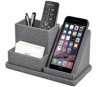 XNONE Portapenne/portapenne multifunzione in pelle di lino, eccellente soluzione per touch screen per telefono cellulare, porta biglietti da visita/vassoio per note adesive, organizer da scrivania per