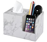 XNONE Scatola portaoggetti in pelle per fazzoletti quadrati, portatovaglioli con telecomando, scatola portafogli decorativa, dimensioni elevate, 22,3 x 13,4 x 14,4 cm, marmo