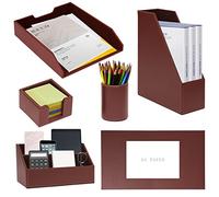 XNONE Set Scrivania Ufficio Pelle Pu,Organizzatori da Scrivania 6 Pezzi,Incluso Blocco Scrittoio,Vassoio di Carta,Porta Riviste,Portapenne,Porta Note,Ordinatore di Lettere,Personale e Regalo,Marrone
