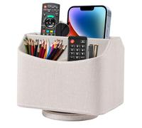 XNONE Supporto per telecomando a 360 rotanti, 5 pezzi, comodino, in pelle PU, organizzatore multifunzione per ufficio, scrivania, organizer per iPad Mini/penna/telefono/media (beige)