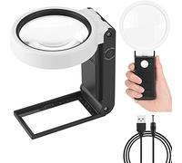 Xnourney lente d'ingrandimento 30X 40X con luce e supporto, lente d'ingrandimento luminoso LED portatile in piedi, Gioielli, Chiudere Il Lavoro