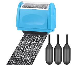 Xnourney Timbro a rullo per protezione dei dati ampi, protezione contro il furto di identità, timbro a rullo riservato con 3 ricariche, blocco informazioni, per la sicurezza degli indirizzi di