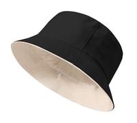 Xnova Cappello Pescatore da Sole Unisex Reversibile Bucket Hat da Pesca Portatile e Pieghevole Cotone UV Protezione Cappellino a Secchiello EstivoDonna Uomo (Nero-Beige, M:60-62cm)
