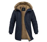 Xnova Giacca Invernale Uomo con Cappuccio Giubbotto Parka in Pile Caldo Medio Lungo, Cappotto Termico Militare Giubbino Antivento in Cotone con Tasche per Outdoor Sci Trekking