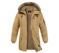 Xnova Giacca Invernale Uomo con Cappuccio Giubbotto Parka in Pile Caldo Medio Lungo, Cappotto Termico Militare Giubbino Antivento in Cotone con Tasche per Outdoor Sci Trekking