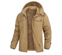 Xnova Giacca Invernale Uomo in Pile Caldo Giubbotto Militare Cargo Cotone con Cappuccio Staccabile Giacca da Lavoro Multitasche Antivento Giubbino Casual Jacket Invernali