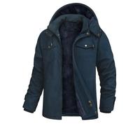 Xnova Giacca Invernale Uomo in Pile Caldo Giubbotto Militare Cargo Cotone con Cappuccio Staccabile Giacca da Lavoro Multitasche Antivento Giubbino Casual Jacket Invernali