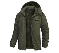 Xnova Giacca Invernale Uomo in Pile Caldo Giubbotto Militare Cargo Cotone con Cappuccio Staccabile Giacca da Lavoro Multitasche Antivento Giubbino Casual Jacket Invernali