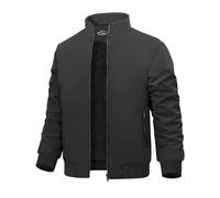 Xnova Giubbotto Invernale Uomo Leggero Giacca Bomber Uomo Militare Impermeabile Caldo Giubbino in Pile Antivento Casual Jacket Giubbotto da Lavoro con Zip e Tasche, Grigio, XXL