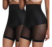 Xnova Mutande Guaina Contenitiva Donna Vita Alta Intimo Shorts Modellante, Pantaloncini Anti sfregamento Sottogonna, Mutandine Boxer Pancera Post Parto Shapewear (2 Pezzi Nero, L)