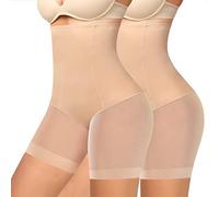 Xnova Mutande Guaina Contenitiva Donna Vita Alta Intimo Shorts Modellante, Pantaloncini Anti sfregamento Sottogonna, Mutandine Boxer Pancera Post Parto Shapewear (2 Pezzi Beige, XXL)