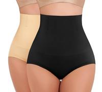 Xnova Pancera Contenitiva Mutande Donna Pancia Piatta Guaina Contenitiva, Vita Alta Modellante Contenitivo Intimo Contenitive Senza Cuciture Invisibile Slip Post Parto (2 pz Nero, Beige, XL)
