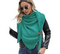 Xnova Sciarpa Donna Invernale Triangolare Calda Sciarpe Morbido Leggero con Chiusura in Pelle Grande Scialle a Maglia Multifunzione come Stola, Poncho, Scaldacollo - Regalo Elegante (Verde)