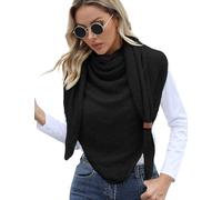 Xnova Sciarpa Donna Invernale Triangolare Calda Sciarpe Morbido Leggero con Chiusura in Pelle Grande Scialle a Maglia Multifunzione come Stola, Poncho, Scaldacollo - Regalo Elegante (Nero)